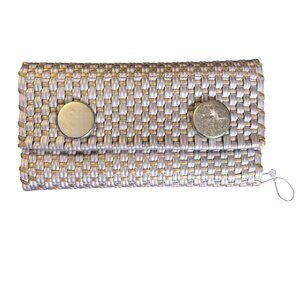 Woven Plastic Wallet Magnetic Closures Zipper Pocket Silver Gold Handmade